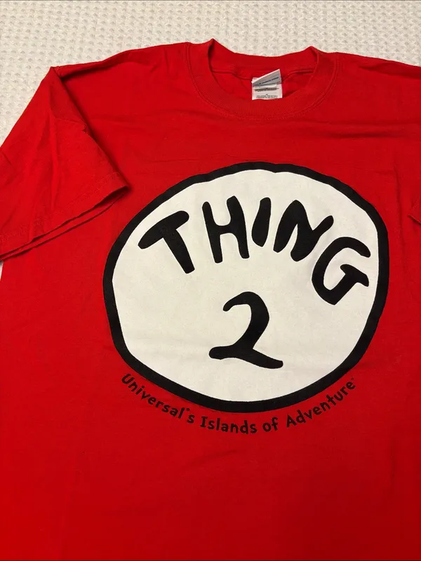 Universal Studios MEDIUM Red 'Thing 2' Women’s Mens Unisex Graphic Tee - Image 3