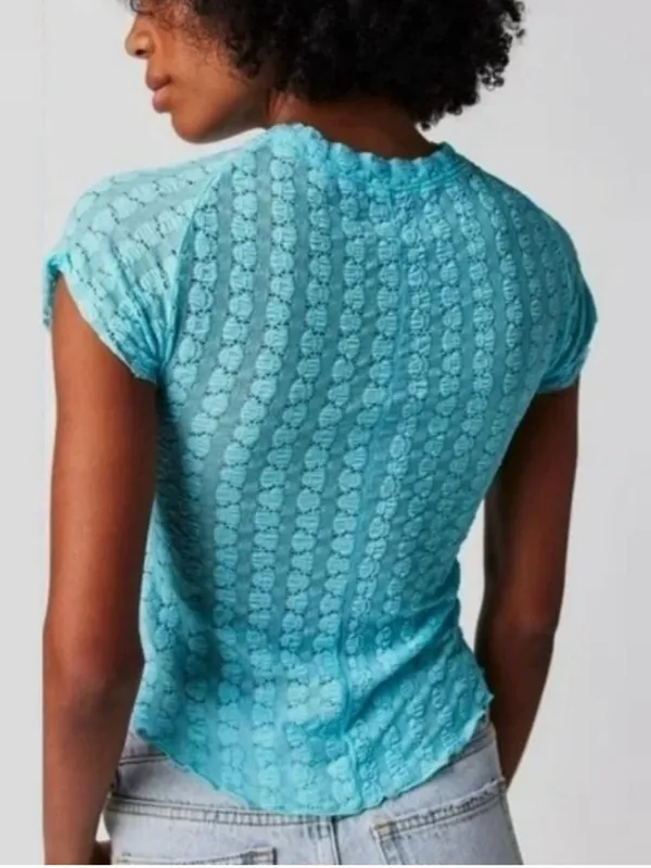 Free People Maggie Top in Aqua Blue - Image 2