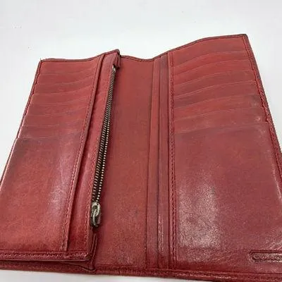 Coach Signature C Embossed Red Leather Wallet - Image 3
