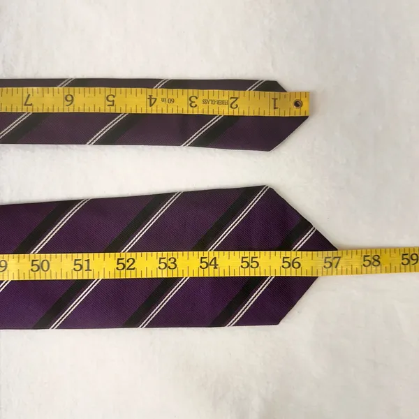 Polo By Ralph Lauren Men's Silk Tie Purple Striped Classic Handmade Necktie - Image 7
