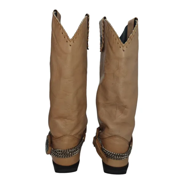 Vintage Tan buckle leather Cowboy boots sz 8.5 by Dingo - Image 4