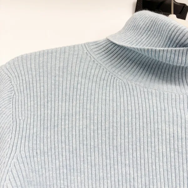 Brooks Brothers Womens Light Blue Cotton Cashmere Ribbed Turtleneck Sweater XS - Image 5