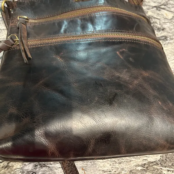 Chic Dark Brown Leather Crossbody Bag - Image 10