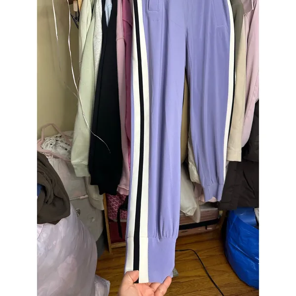 Norma Kamali x REVOLVE Side Stripe Joggers Pants Size XS‎ Violet Purple - Image 6