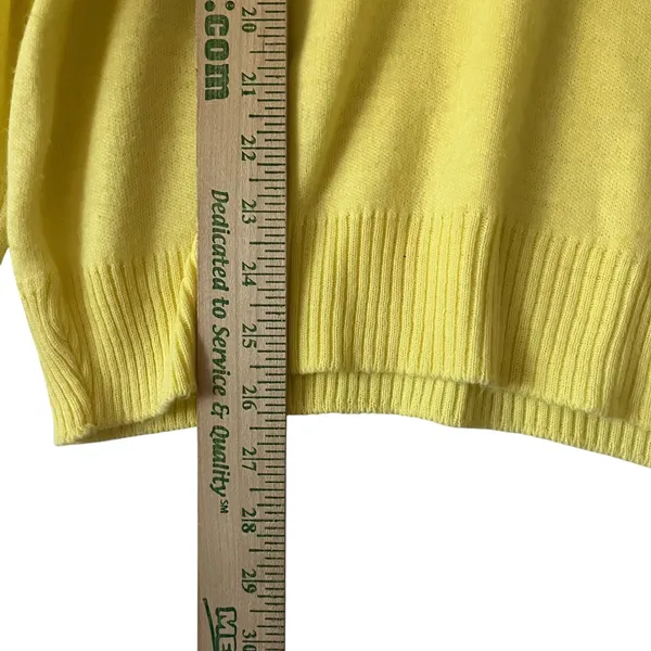 Vintage 100% Orlon Acrylic V Neck Sweater Binghamton‎ Knitting Yellow - Image 7
