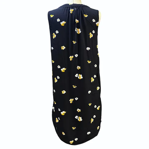 Old Navy‎ M Black Floral Sleeveless Shift Dress Feminine Summer Spring Bohemian - Image 3
