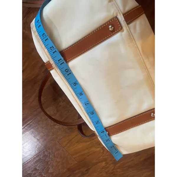DOONEY & BOURKE Smith Bag *AS IS Nylon Leather Cream Color Purse Tote - Image 11