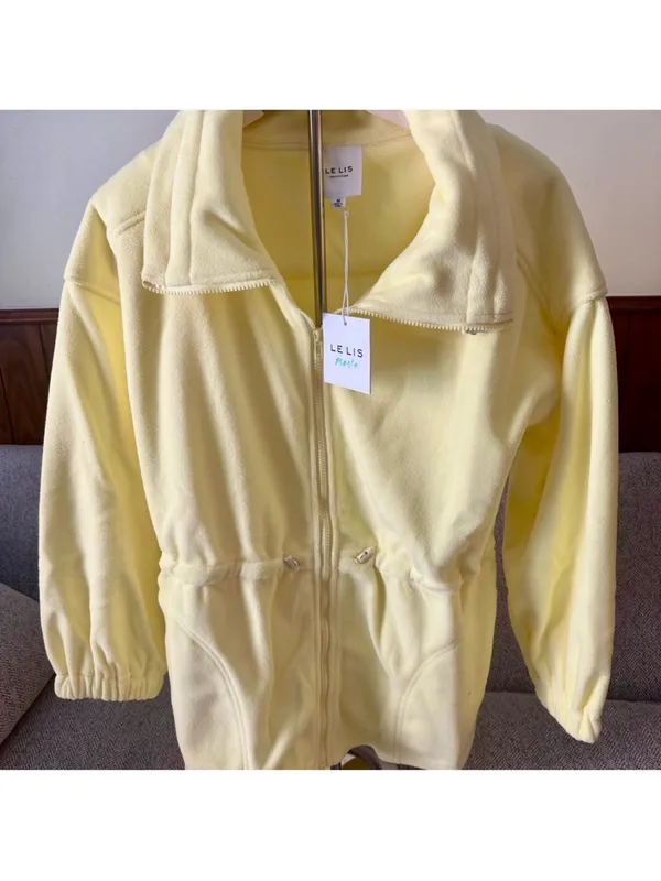 "The Beth" Yellow Lemon Hoodie Soft Fleece Jacket size S NWT oversized - Image 4