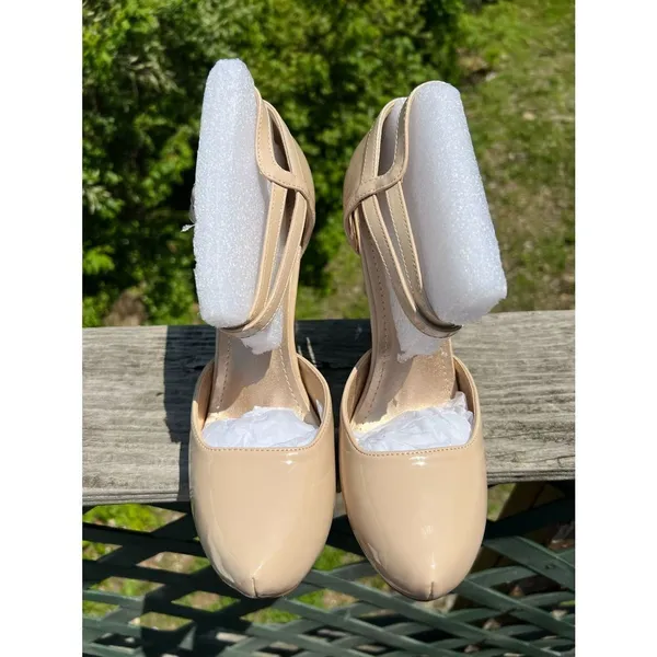 Dream Paris Office-02 Mary Jane Double Ankle Strap Heels Sz 9.5 Nude/Pat NIB - Image 6