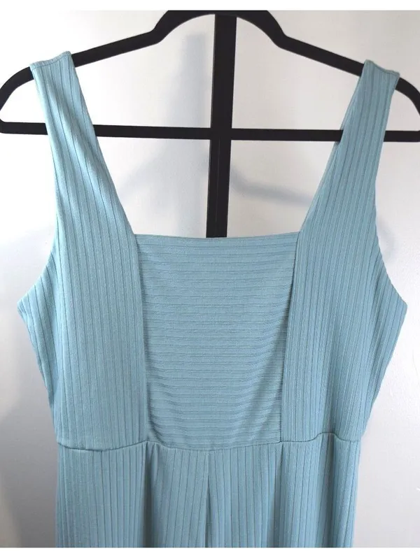 Wild Fable Ribbed Knit Wide Leg Jumpsuit, Sage Blue, Size M - Image 4