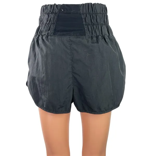 Free People FP Movement Black High Rise Smocked Running Athletic Mini Shorts M - Image 3