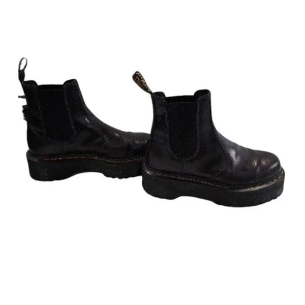 Dr Martens Black Vegan Leather 2976 Quad Chelsea Platform Jadon Chunky Boot - Image 8
