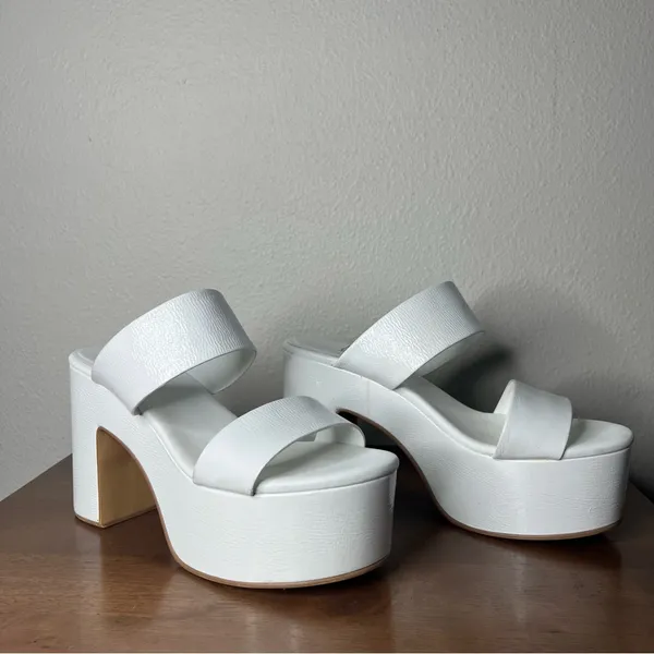 Jeffrey Campbell White Adriana Double Strap Platform Chunky Heel Sandals - Image 2