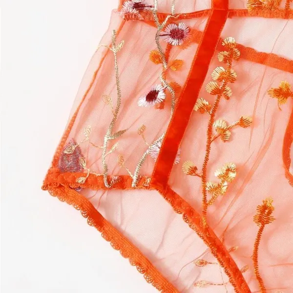 one piece orange sheer mesh Nighty! New Size L - Image 12
