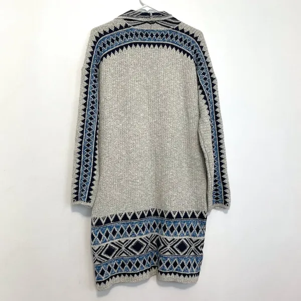 LUCKY BRAND Aztec Open Cardigan Tribal 3rd Piece Multi Navy Blue Boho Duster S - Image 13