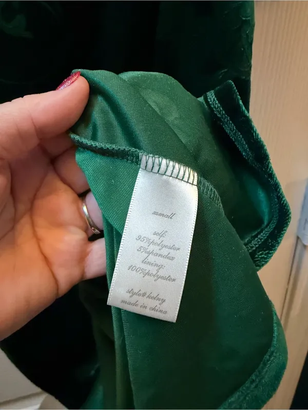 Altar'd State Deep Green Floral Velvet Mini Dress size XS - Image 7
