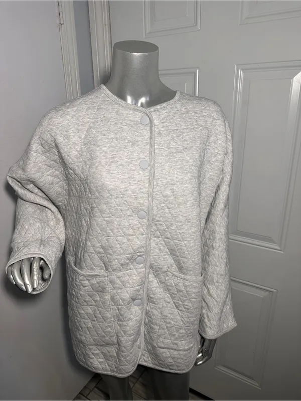 Marine Layer Corbet Quilted Liner Jacket Gray Heather Medium M NWT Collarless - Image 4