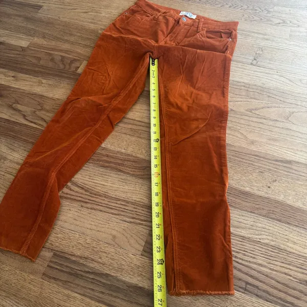 We The Free Free People Burnt Orange Corduroy Raw Hem Slim Pants Size 29 - Image 3
