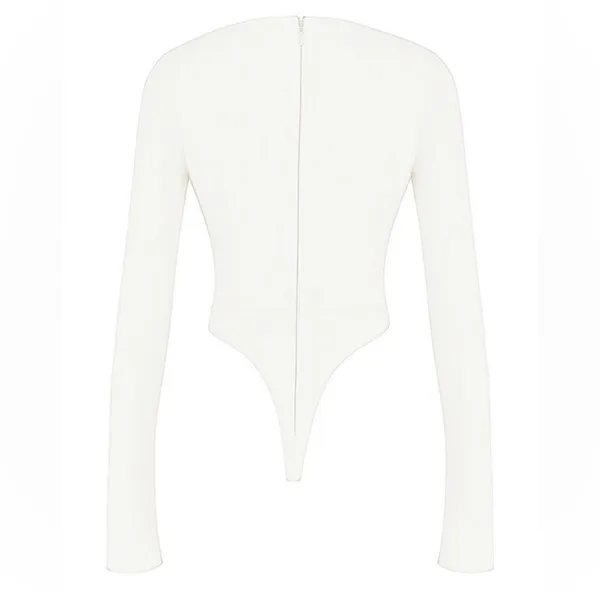 NWOT HOUSE OF CB Danica White Cutout Bodysuit long sleeves sz S - Image 4