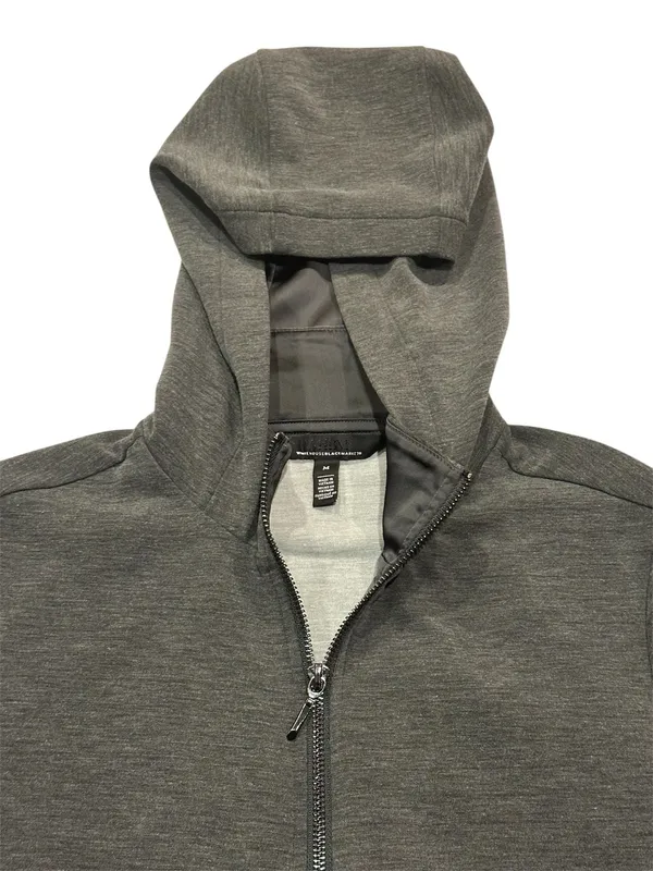 White House Black Market Grey Heather Drawstring Full Zip Hooded Athletic Jacket - Image 6