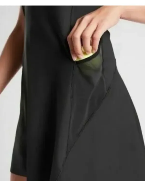 Athleta Black Tennis Dress Mesh Back Sleeveless Sports Golf Fit Flare XS - Image 5