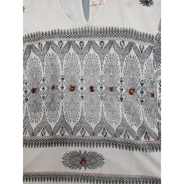 Free People New Romantics Size S/P Knit Top Gemstone Accents Short Sleeve - Image 3