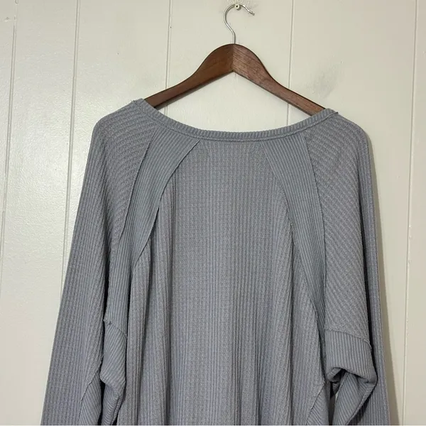Free People We The Free Santa Clara Thermal Top Gray Oversized M - Image 12