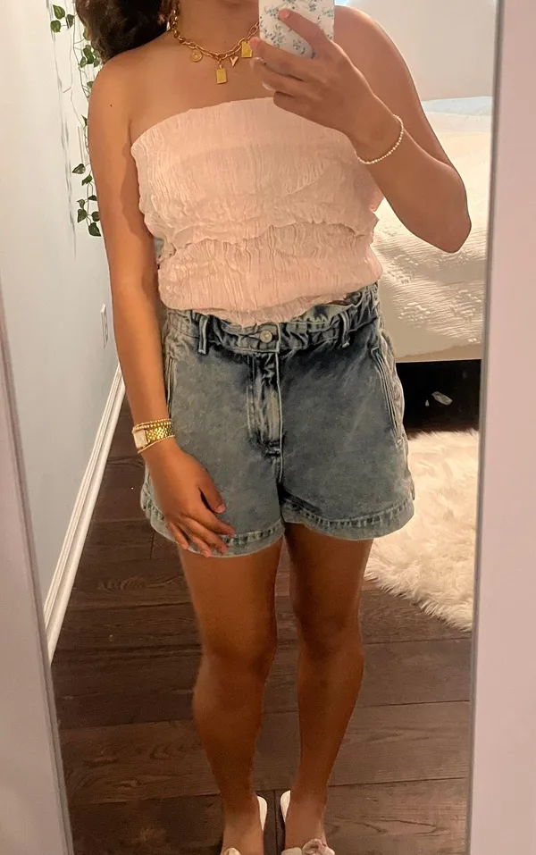 ZARA Wrinkle Effect Off The Shoulder Top - Image 5