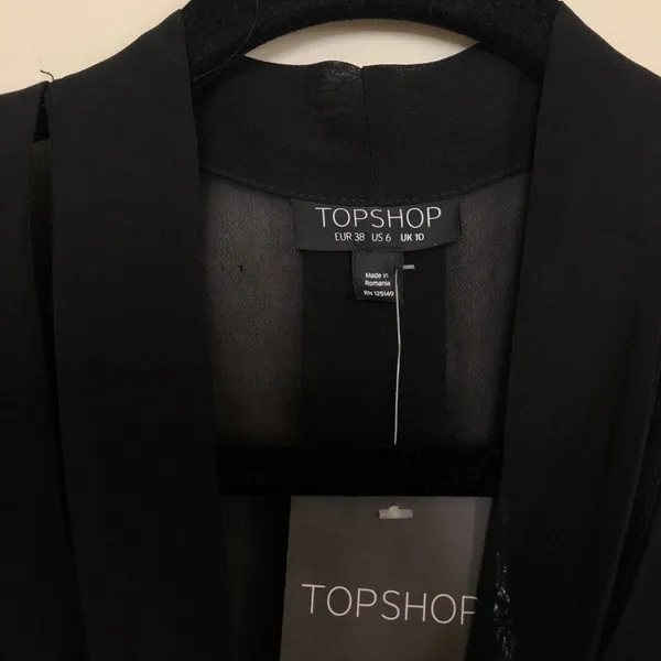 NWT Sheer Black Tie Neck Blouse - Image 7