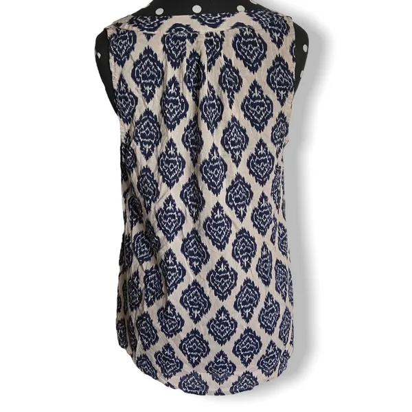 Kenar Womens Tank Top Shell Size Small Sleeveless Blue Ikat‎ Print - Image 4