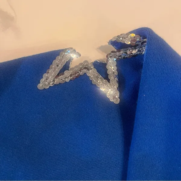 True Vintage OPEN TO SKIN Sexy Star Cutout Blue Sequin Top M - Image 7