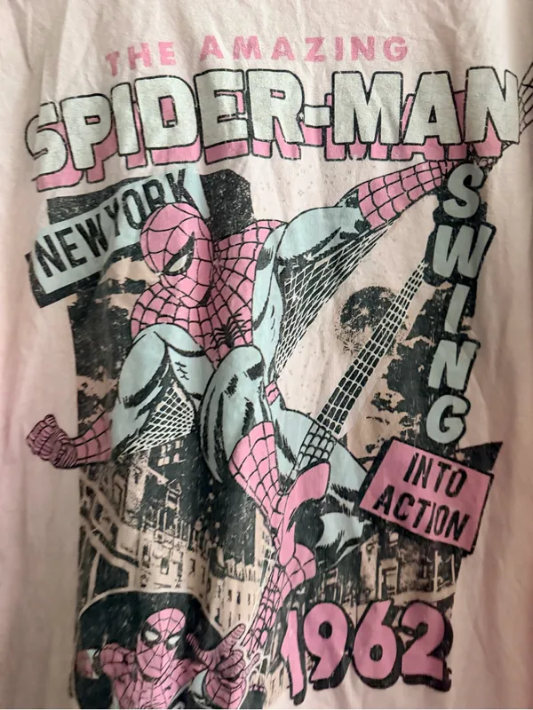 Marvel Spider-Man Vintage Graphic Tee in Light Pink - Image 3