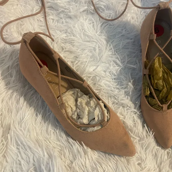 Esprit Lace-Up ballerina Pointed Toe tiny block kitten heels - Image 4