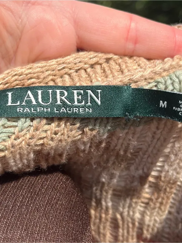 Lauren Ralph Lauren Women’s Cotton Linen Blend Aztec Southwest Sweater Size M - Image 2