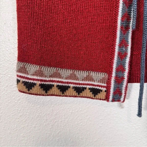 Vintage 70s Vicki Volts Red Grey Sweater Vest Womens S Fall Warm Hippie Folk - Image 10
