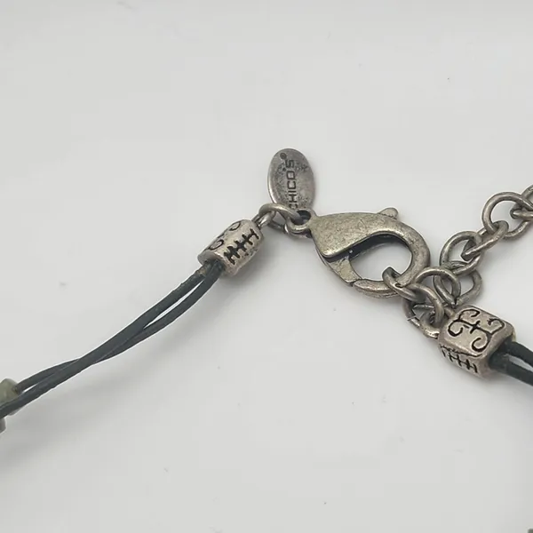 Chico's Green & Silver Beaded Cord Energy Necklace - Image 3