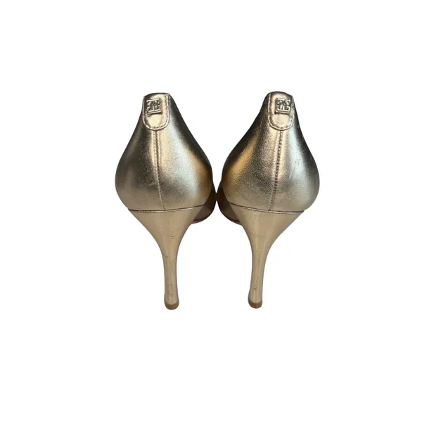 Ivanka Trump Womens Metallic Gold Leather Round Toe Stiletto Pumps Heel Size 9M‎ - Image 3