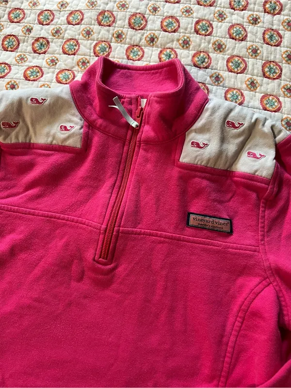 EUC Vineyard Vines Pink 1/4 Zip Sweater size small - Image 2