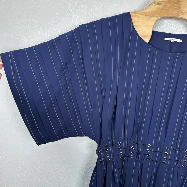 Tularosa Sienna Mini Dress Blue Pinstriped Size XL Slouchy Oversized Punk‎ Rock - Image 3