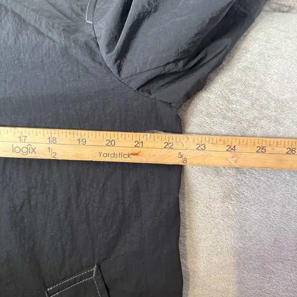Zara Black Nylon Long Trench Coat Rain Wind Jacket Womens M Minimalist Crinkled‎ - Image 4