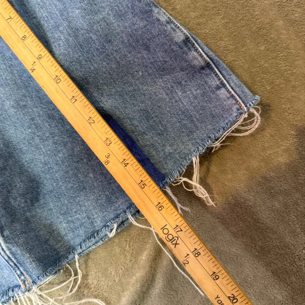 Free People We The Free Blue Denim Mini Skirt Pleated Raw Hem Size 27‎ BOHO - Image 10