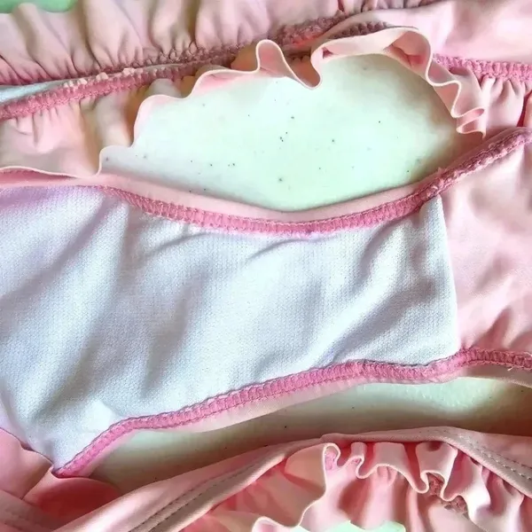 Pink‎ Ruffles Bikini Bottom Swimwear Size Large - Image 3