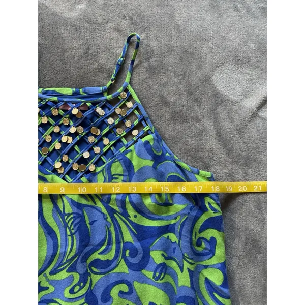 Lilly Pulitzer Reecy Canopy Green I'm No Angel Strappy Embellished Dress Sz M - Image 8