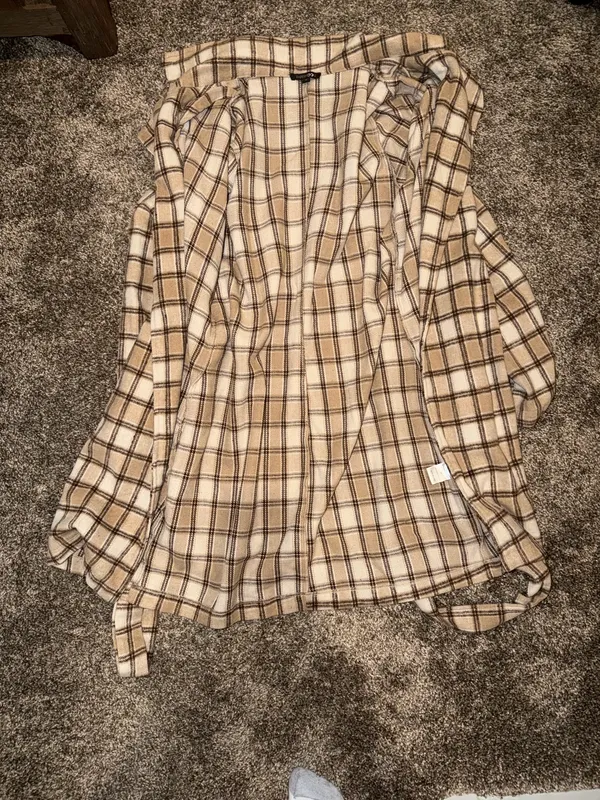 Papermoon Beige Plaid Tie-Waist Trench Coat - Image 4