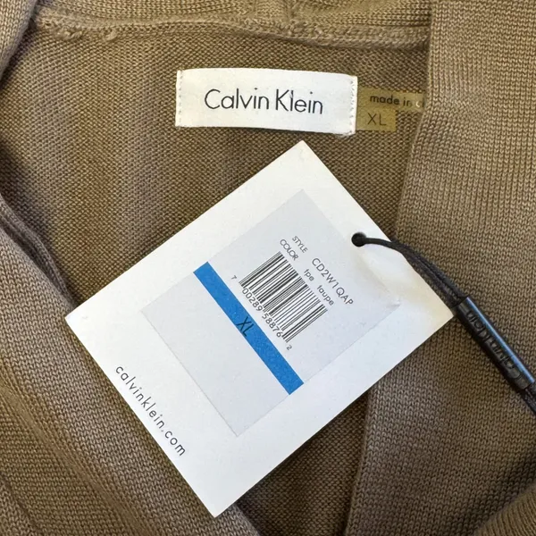 Calvin Klein Taupe Sleeveless Shawl Collar Sweater Dress CD2W1QAP XL - Image 6