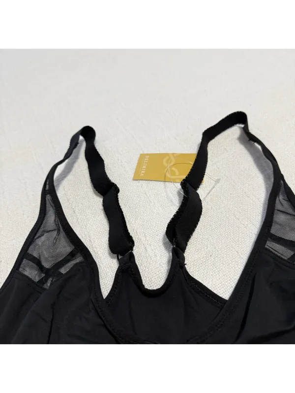 Delimira Front Close Unlined Bra 34DD Underwire W601 Black NWT Racerback - Image 10