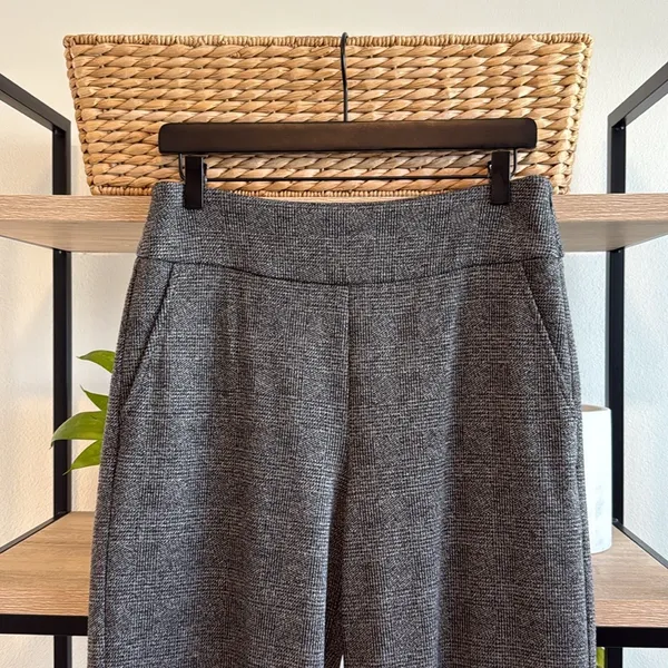 CAbi #3740 Bond High-Rise Gray Plaid Wide Leg Dress Pant Trouser, 8 - Image 4