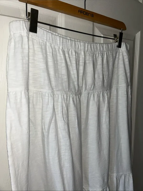 Dylan ❤️ White Tiered Cotton Midi/Maxi Skirt Coastal Cottagecore Minimalist Sz M - Image 4