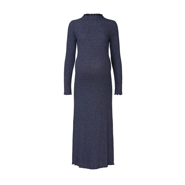 Rachel Pally Navy Metallic Ribbed Mara Maternity Long Sleeve Midi Dress Size S - Image 5