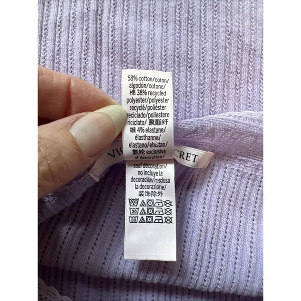 Victoria's Secret Lavender Rib Lace Trim Cami Top Coquette Lounge Sleep - Image 6